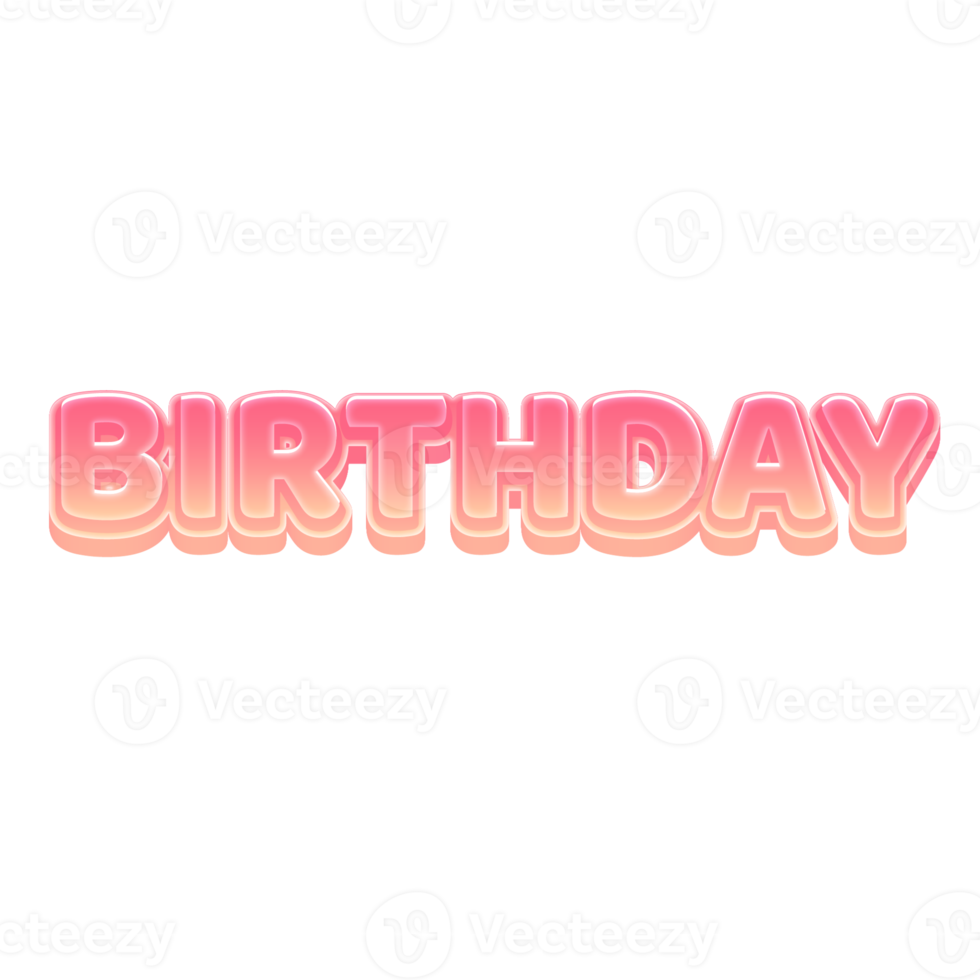 Birthday Cute 3D Text Pastel Color png