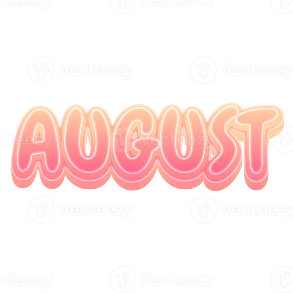 August Cute 3D Text Pastel Color png