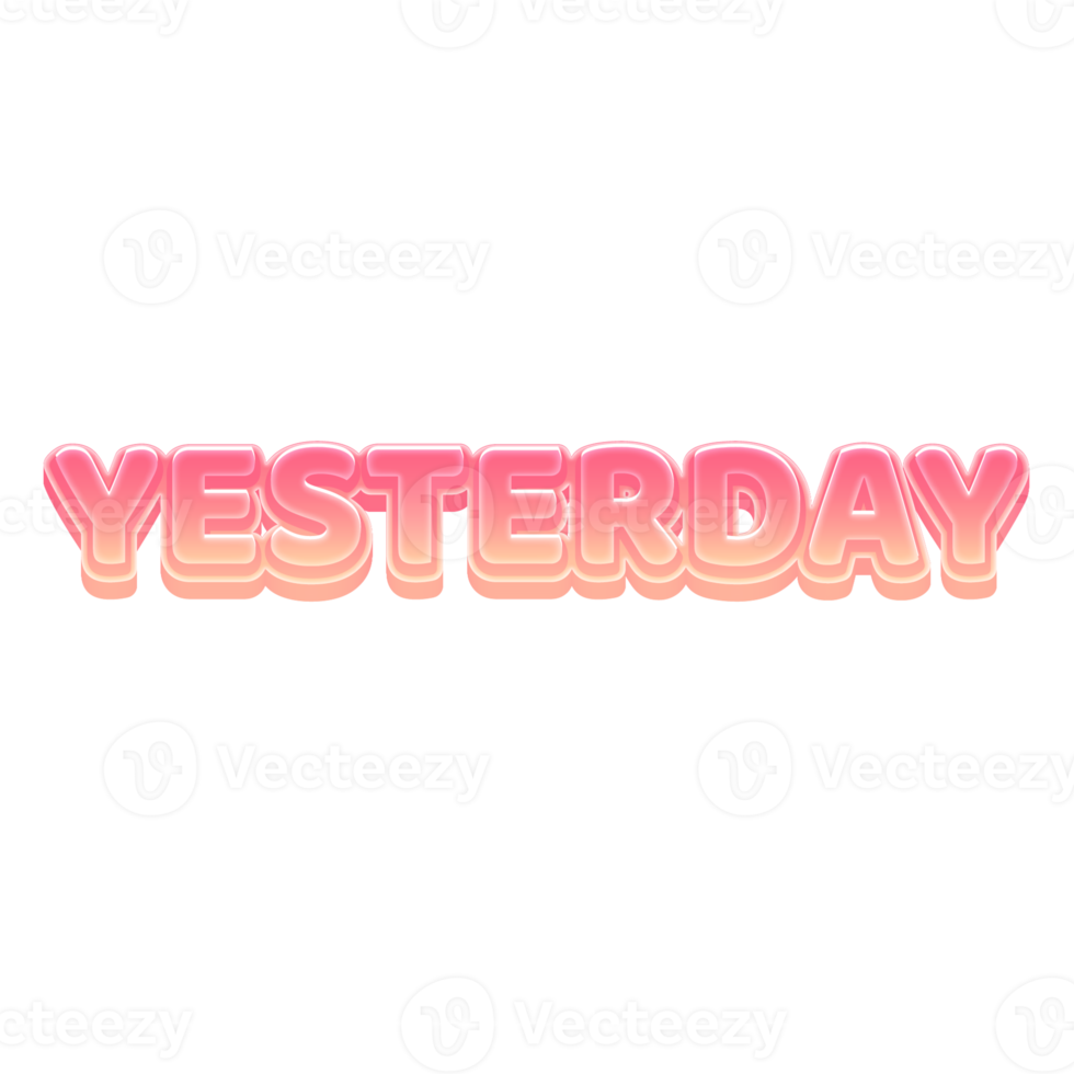 Yesterday Cute 3D Text Pastel Color png