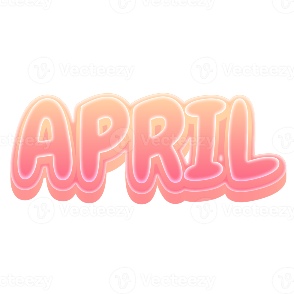 April Cute 3D Text Pastel Color png