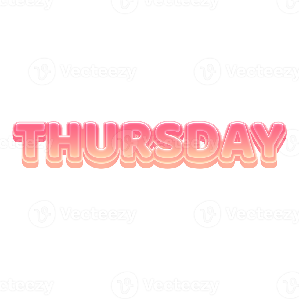 Thursday Cute 3D Text Pastel Color 11728750 PNG