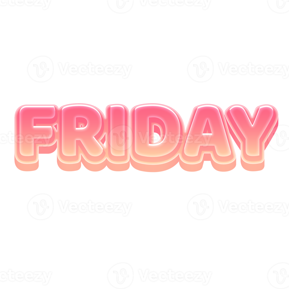 viernes lindo texto 3d color pastel png