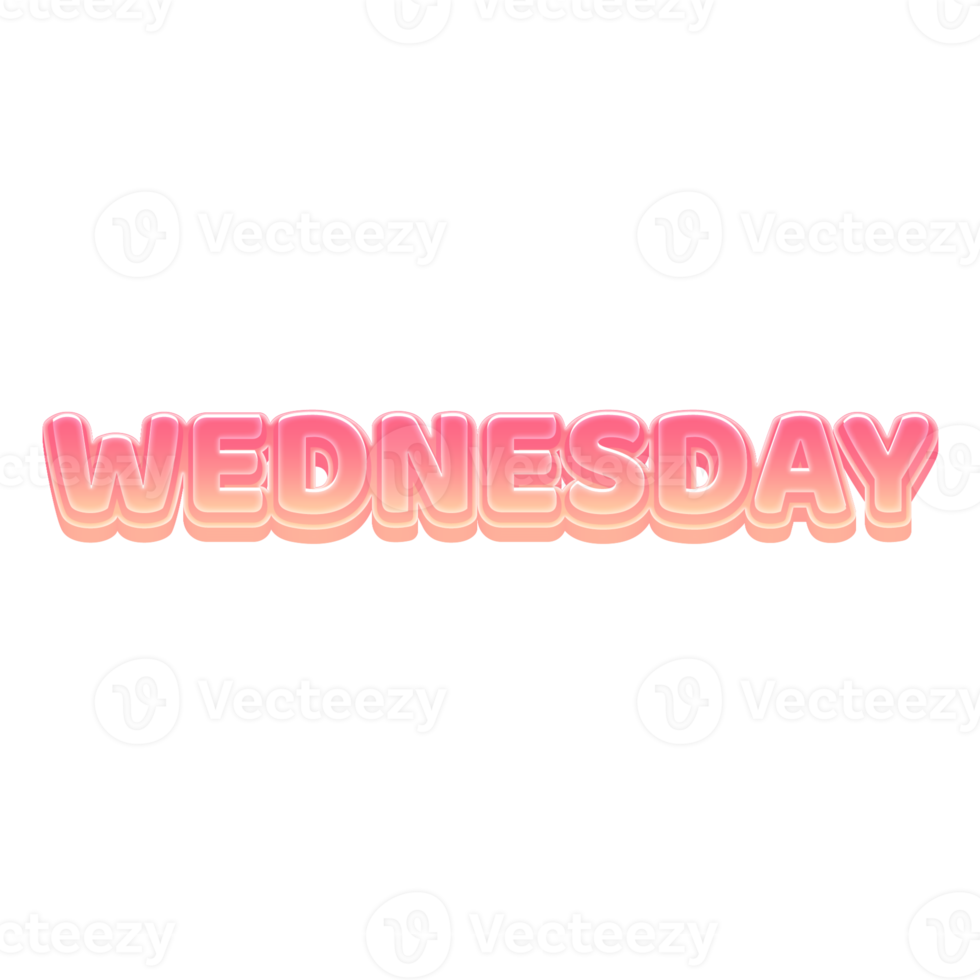 Wednesday Cute 3D Text Pastel Color png