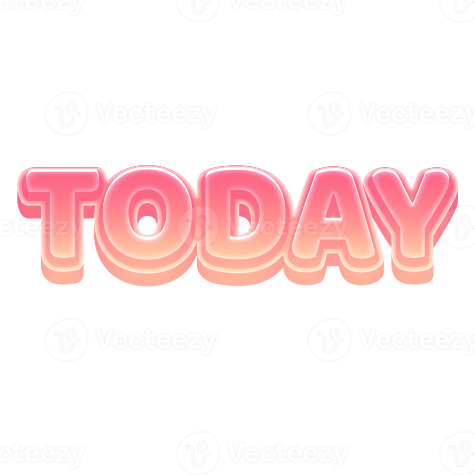 Today Cute 3D Text Pastel Color png