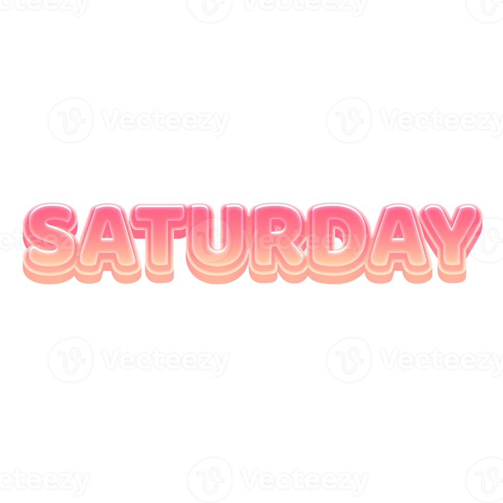 Saturday Cute 3D Text Pastel Color png