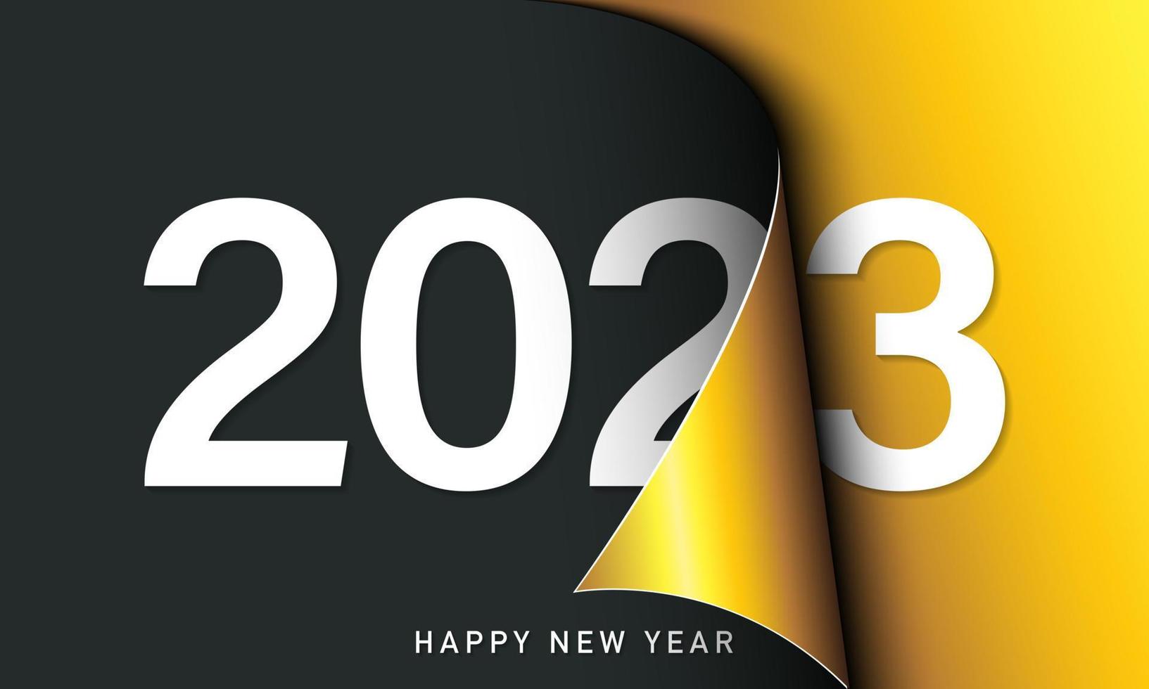 Happy New Year 2023 greeting card design template. vector