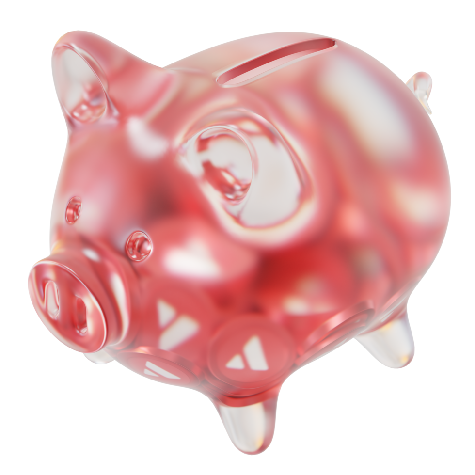 Avalanche AVAX Glass piggy bank with decreasing piles of crypto coins.Saving inflation, financial crisis and loosing money concept 3d illustration png