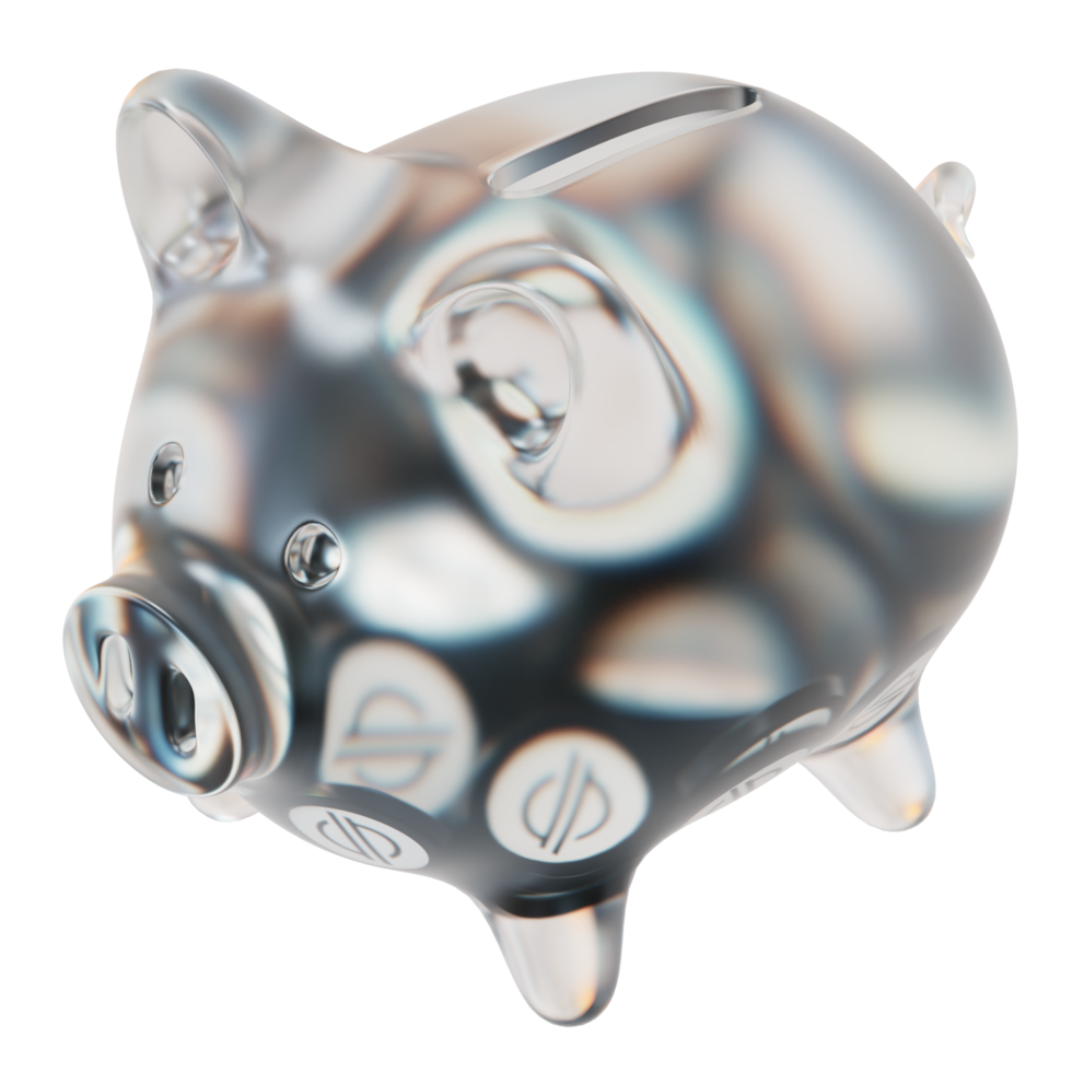 Stellar XLM Glass piggy bank with decreasing piles of crypto coins.Saving inflation, financial crisis and loosing money concept 3d illustration png