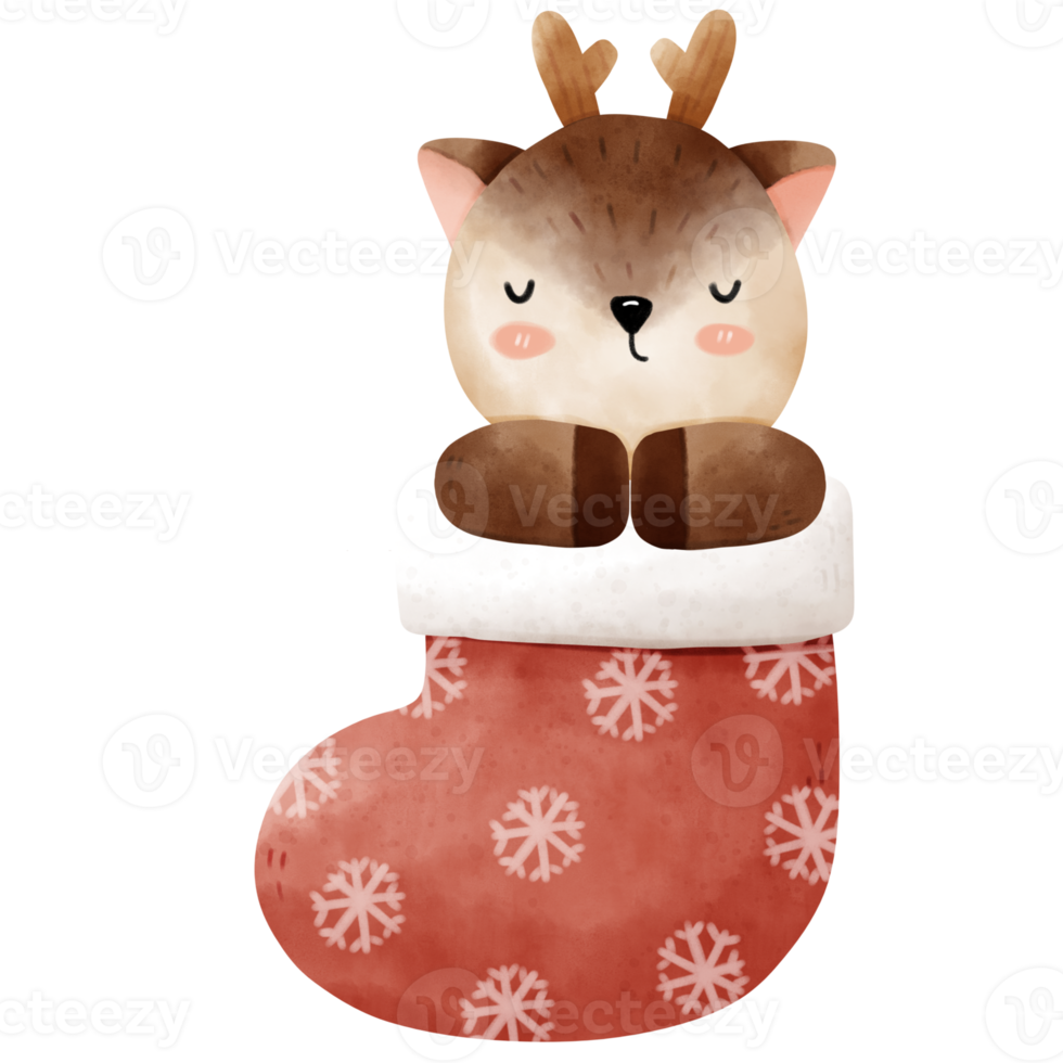 Christmas Reindeer in Sock png