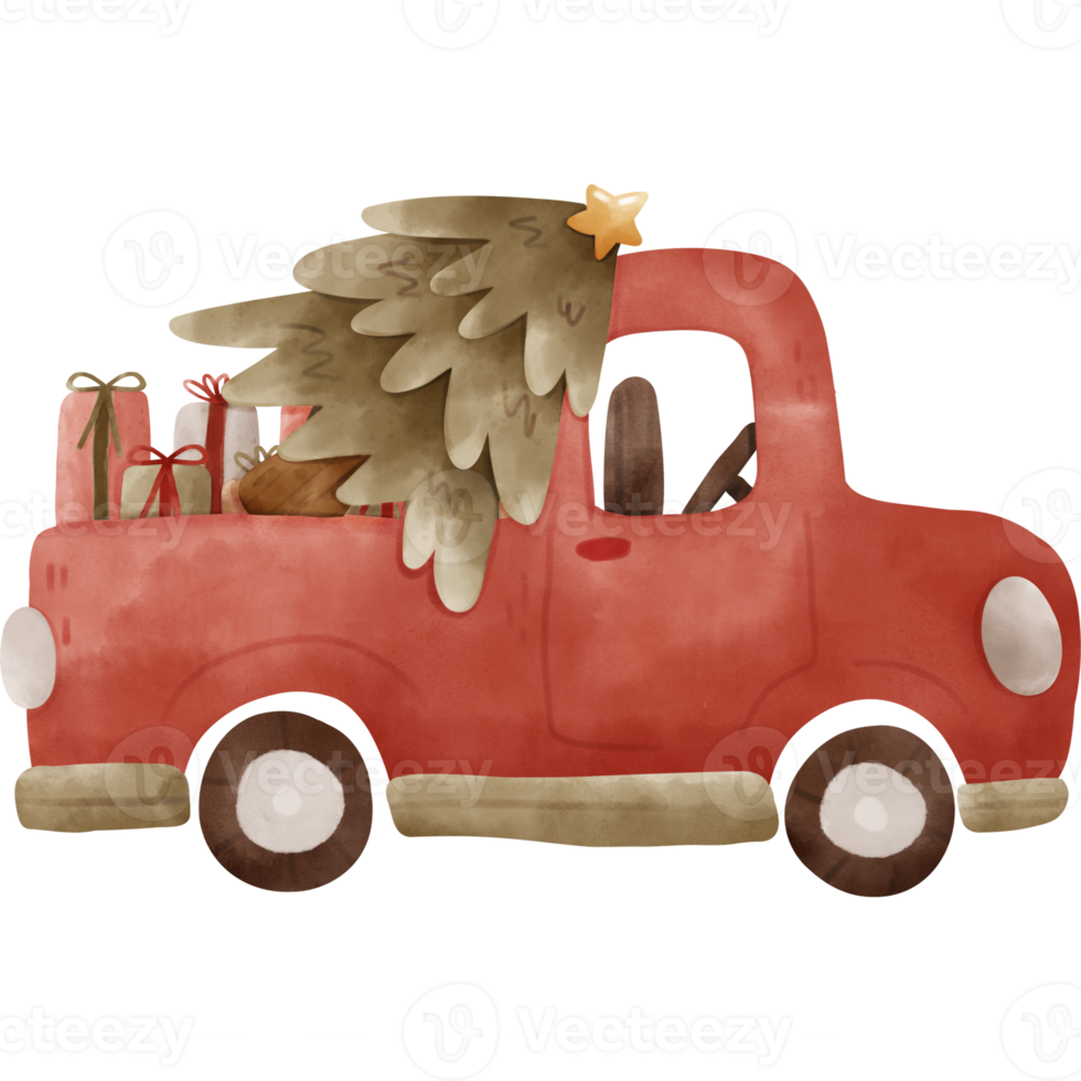 Vintage Christmas Car png