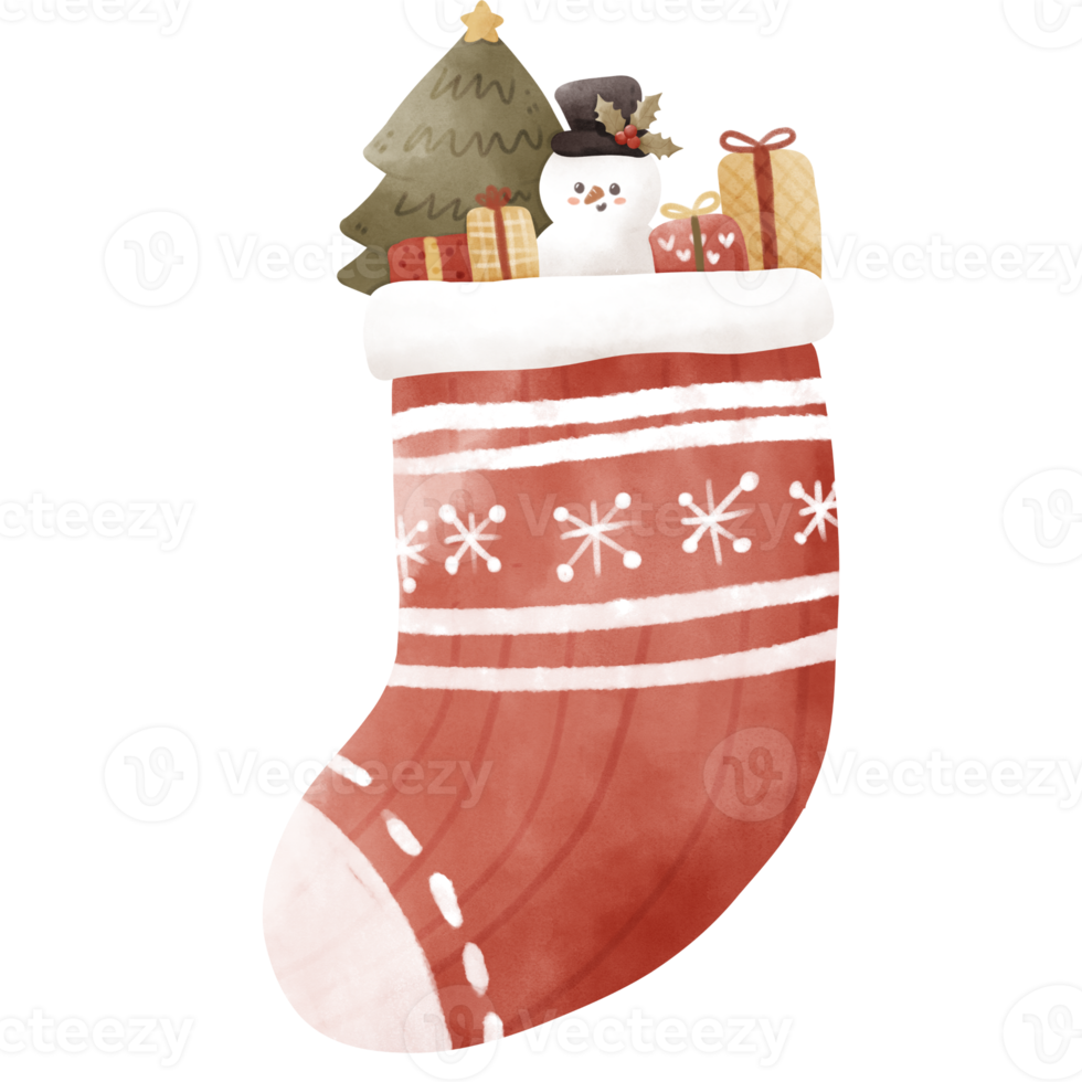 Watercolor Christmas Sock png