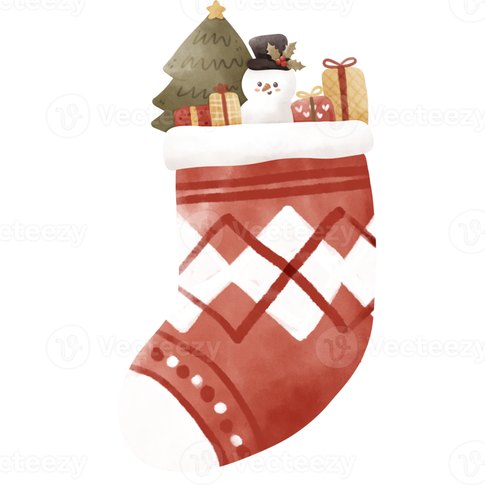 Watercolor Christmas Sock png