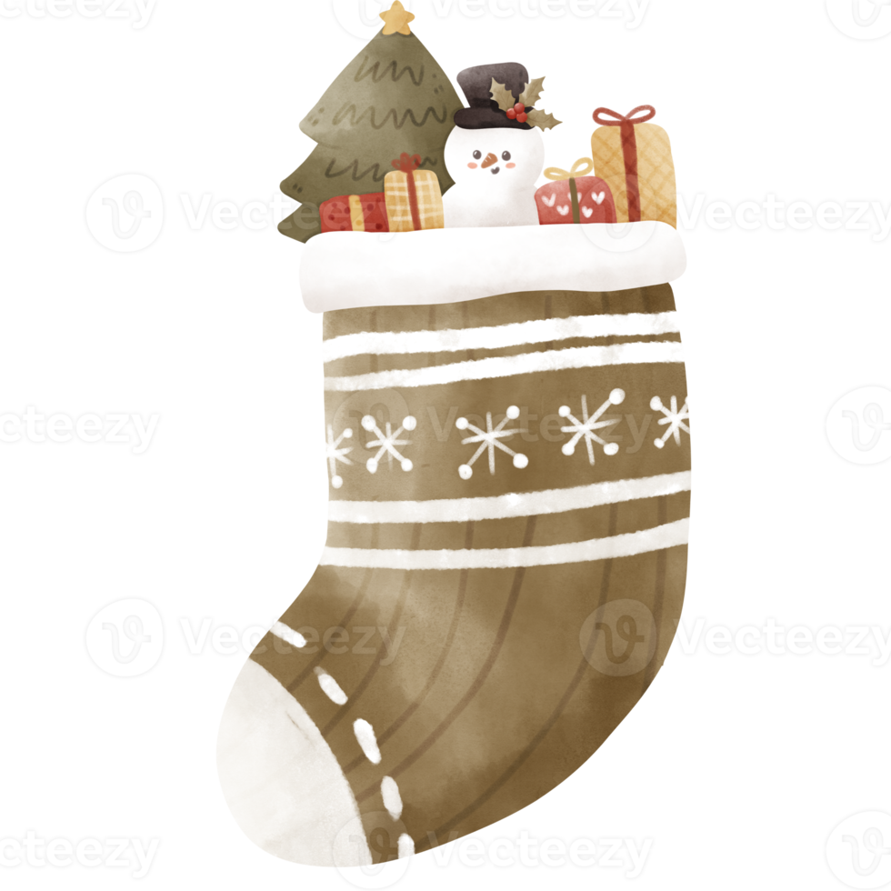 Watercolor Christmas Sock png