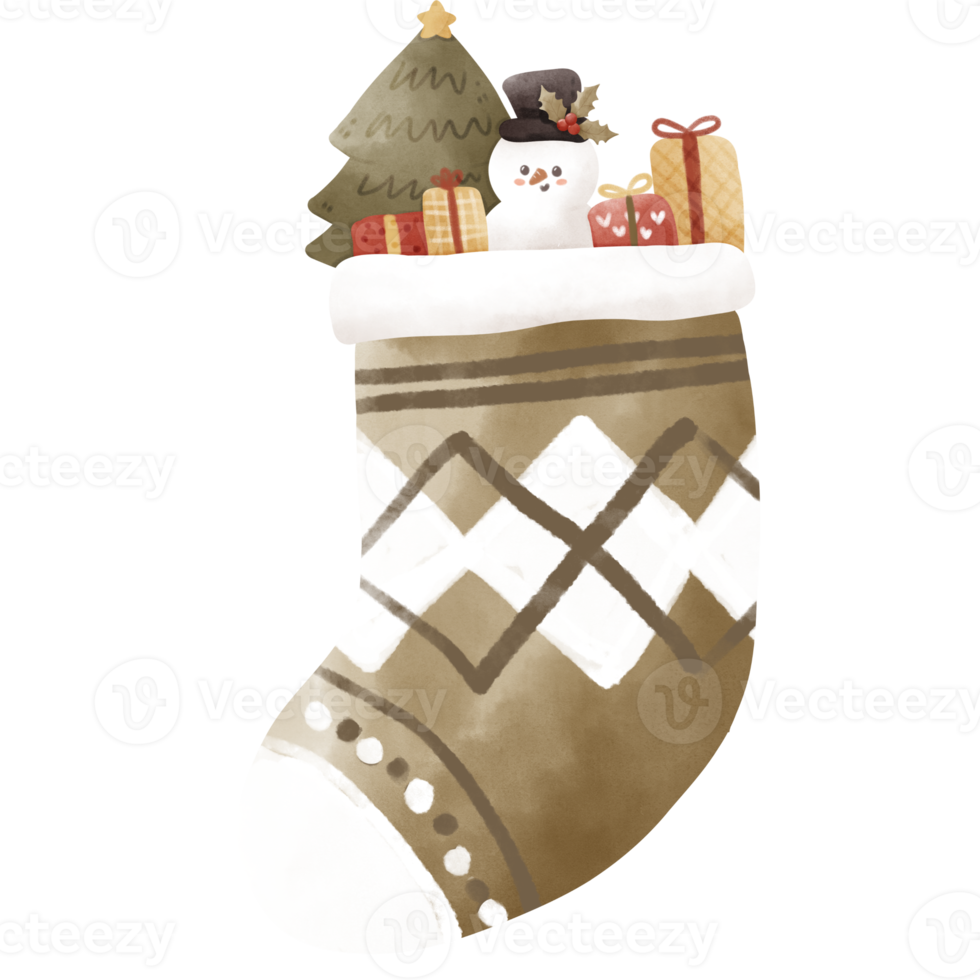 Watercolor Christmas Sock png