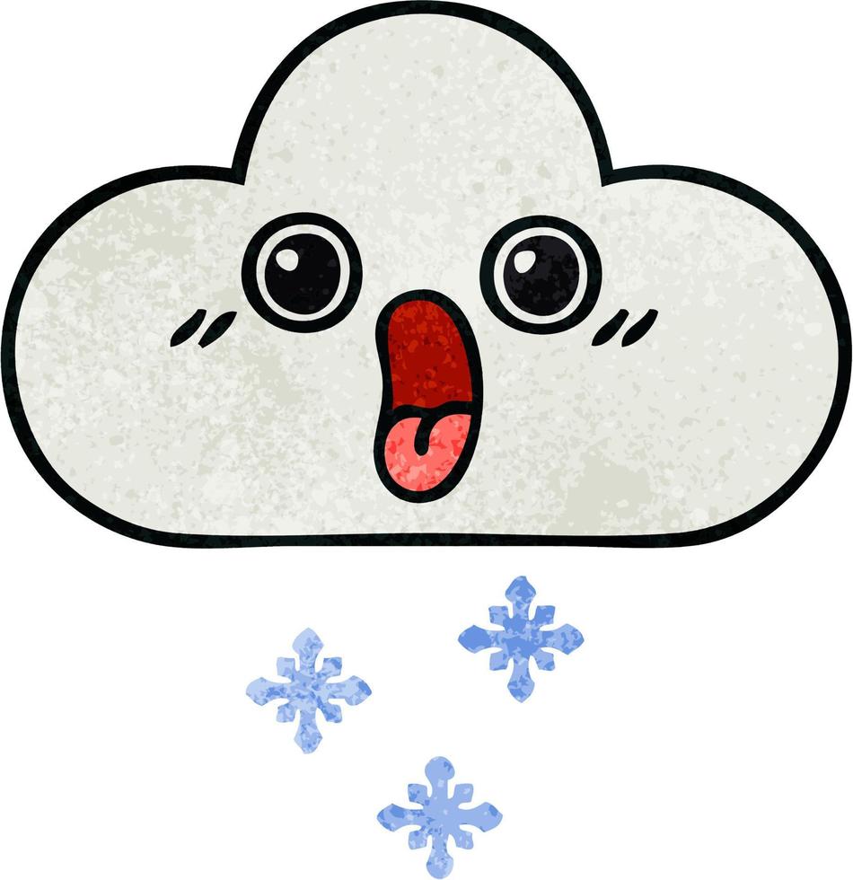 retro grunge texture cartoon snow cloud vector