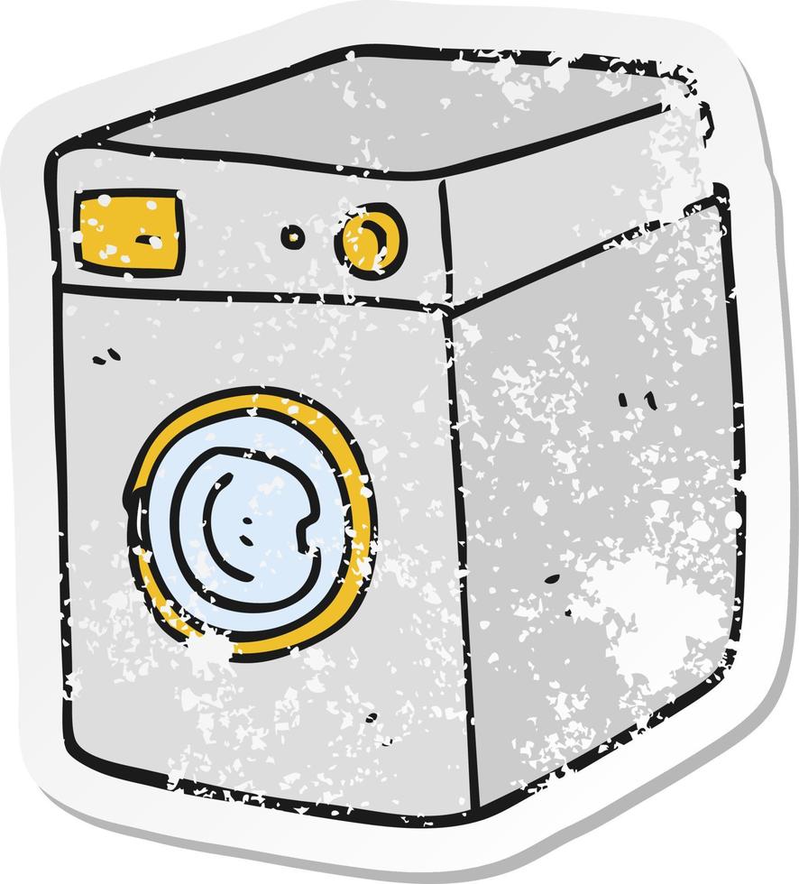 pegatina retro angustiada de una lavadora de dibujos animados vector