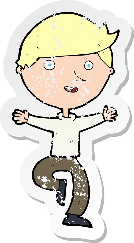 retro distressed sticker of a cartoon excited man vector