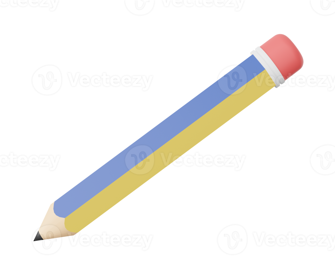 3D-Bleistift-Symbol. 3D-Rendering png