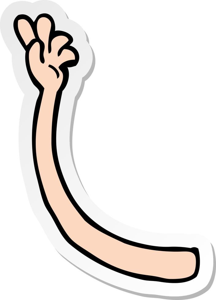 sticker of a cartoon arm gesture vector