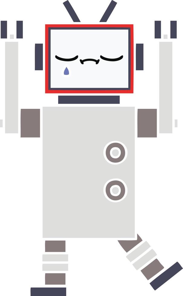 flat color retro cartoon robot vector