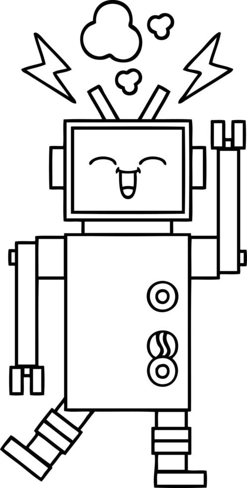 robot de dibujos animados de dibujo lineal vector