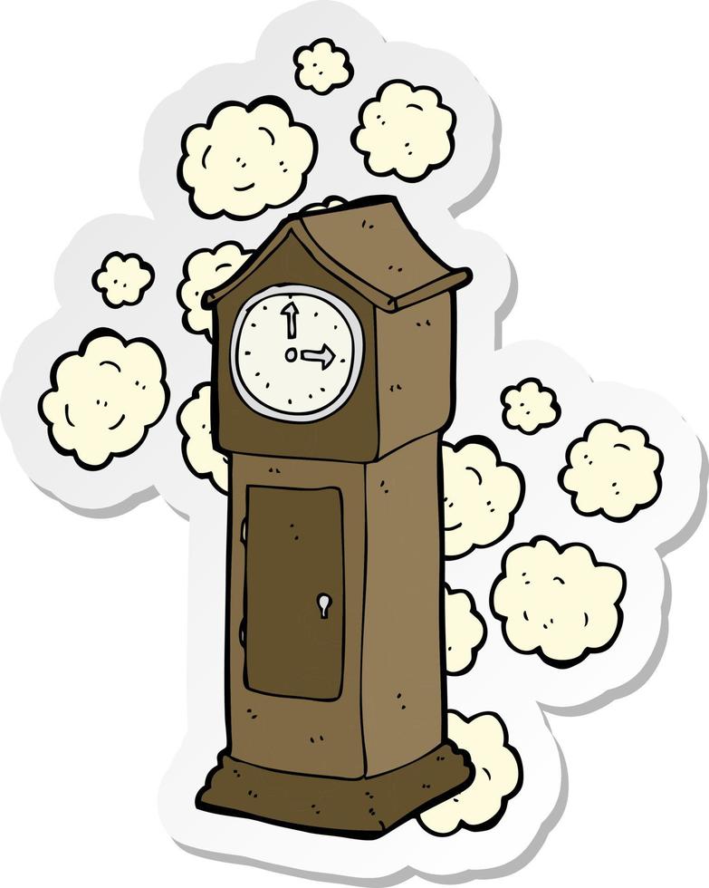 sticker of a cartoon dusty old grandfather clock vector