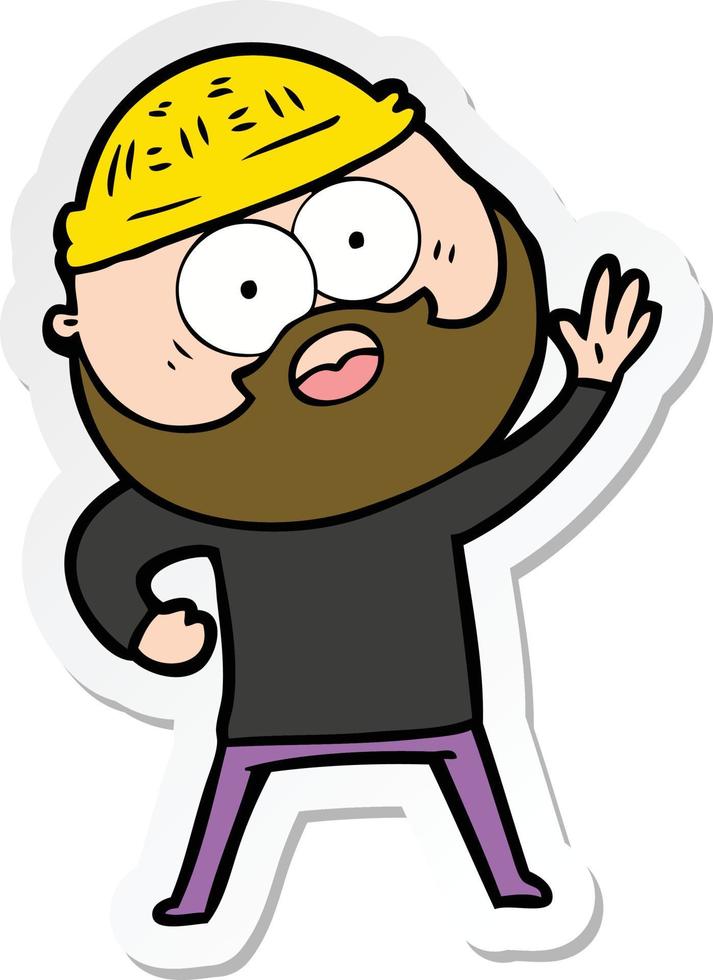 sticker of a cartoon bearded man vector