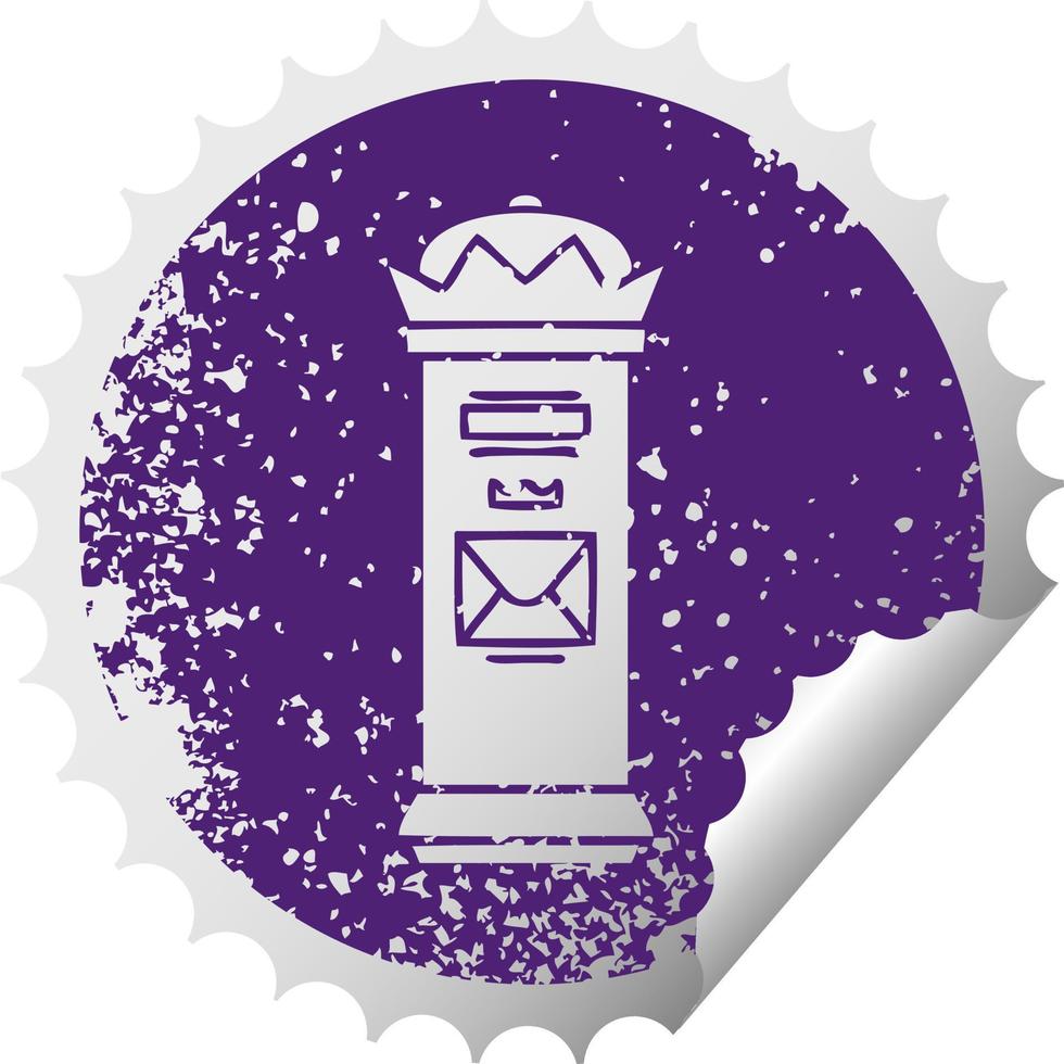 distressed circular peeling sticker symbol british post box vector