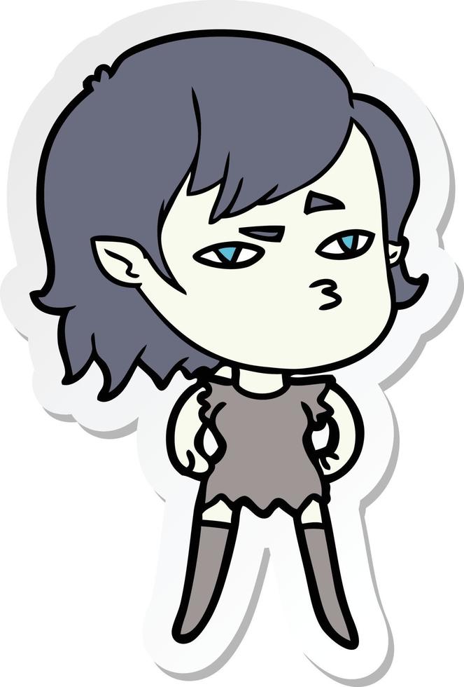 sticker of a cartoon vampire girl vector
