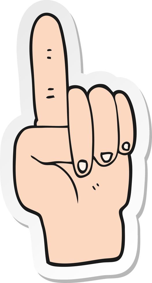 sticker of a cartoon pointing hand vector