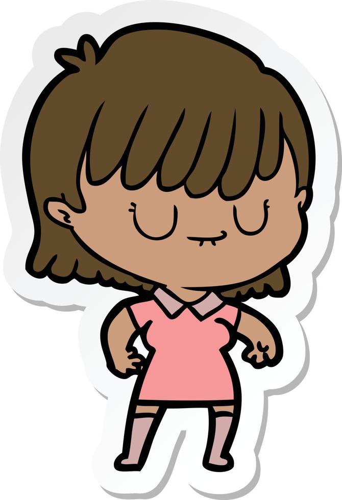 sticker of a cartoon woman vector