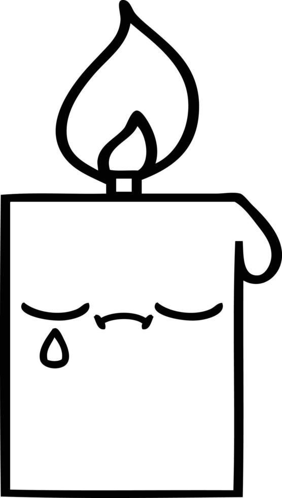 line drawing cartoon lit candle vector