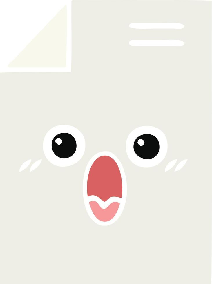 flat color retro cartoon shocked paper document vector