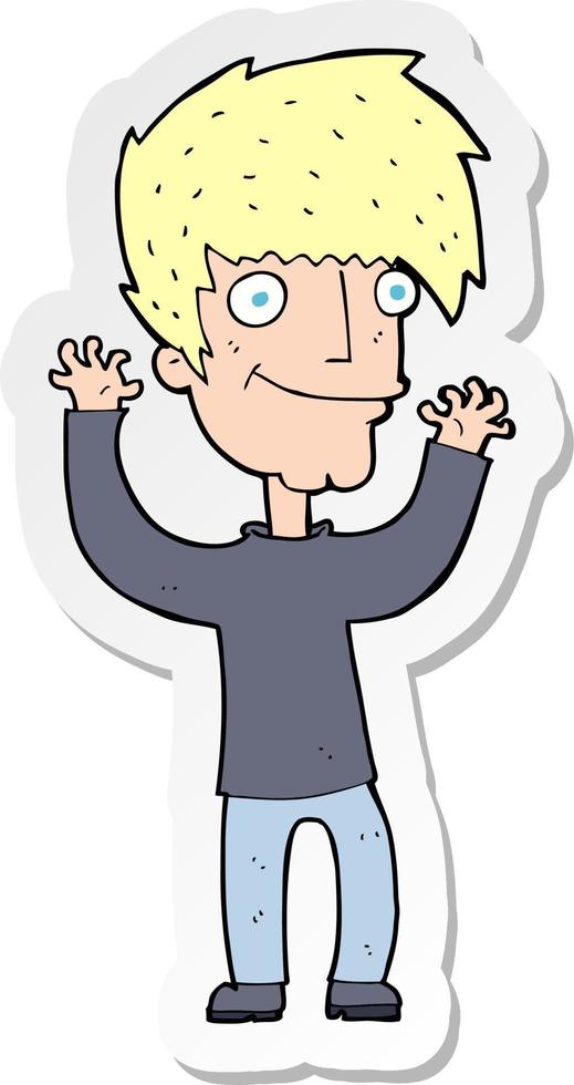 sticker of a cartoon man waving arms vector