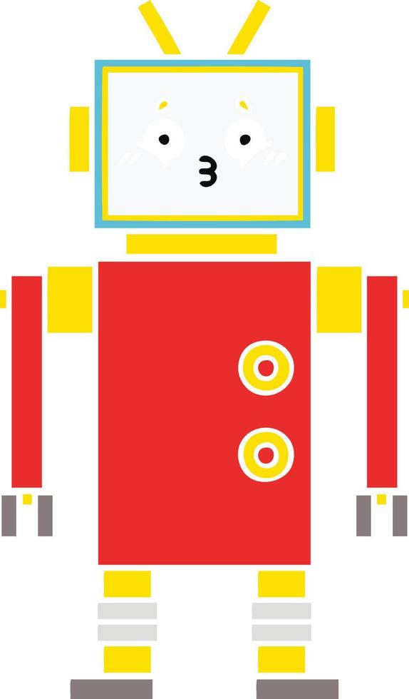 flat color retro cartoon robot vector