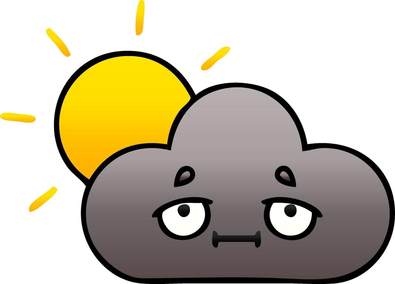 gradient shaded cartoon storm cloud and sun vector