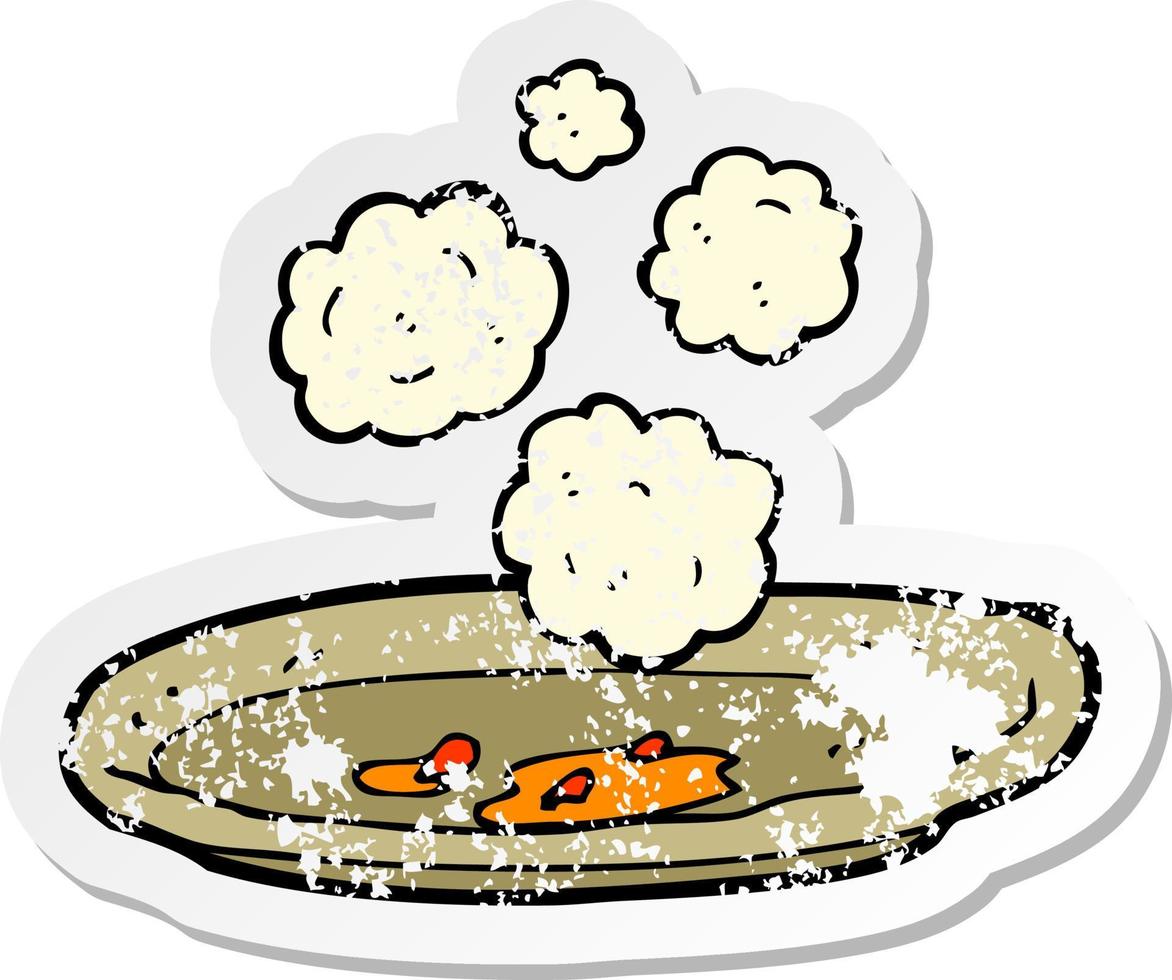 retro distressed sticker of a cartoon empty plate vector