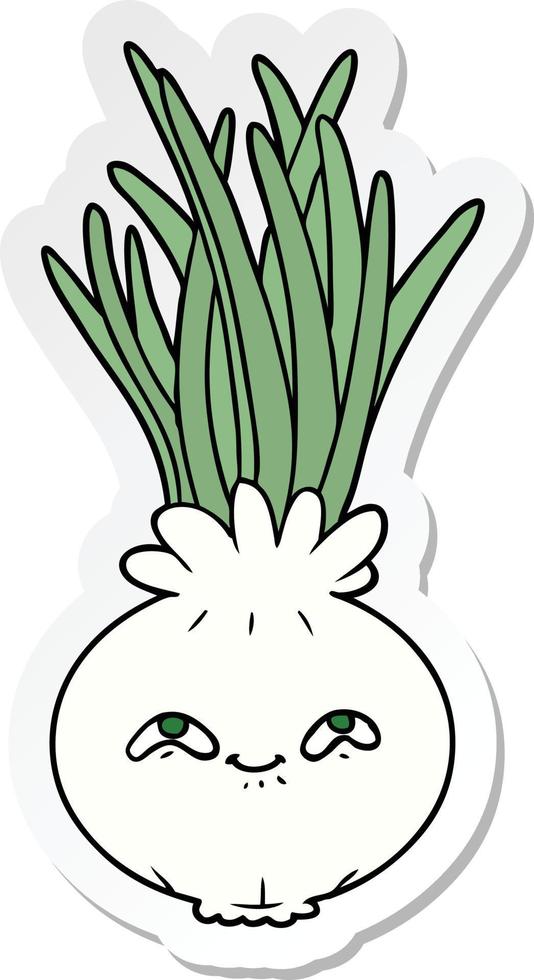 sticker of a cartoon onion vector