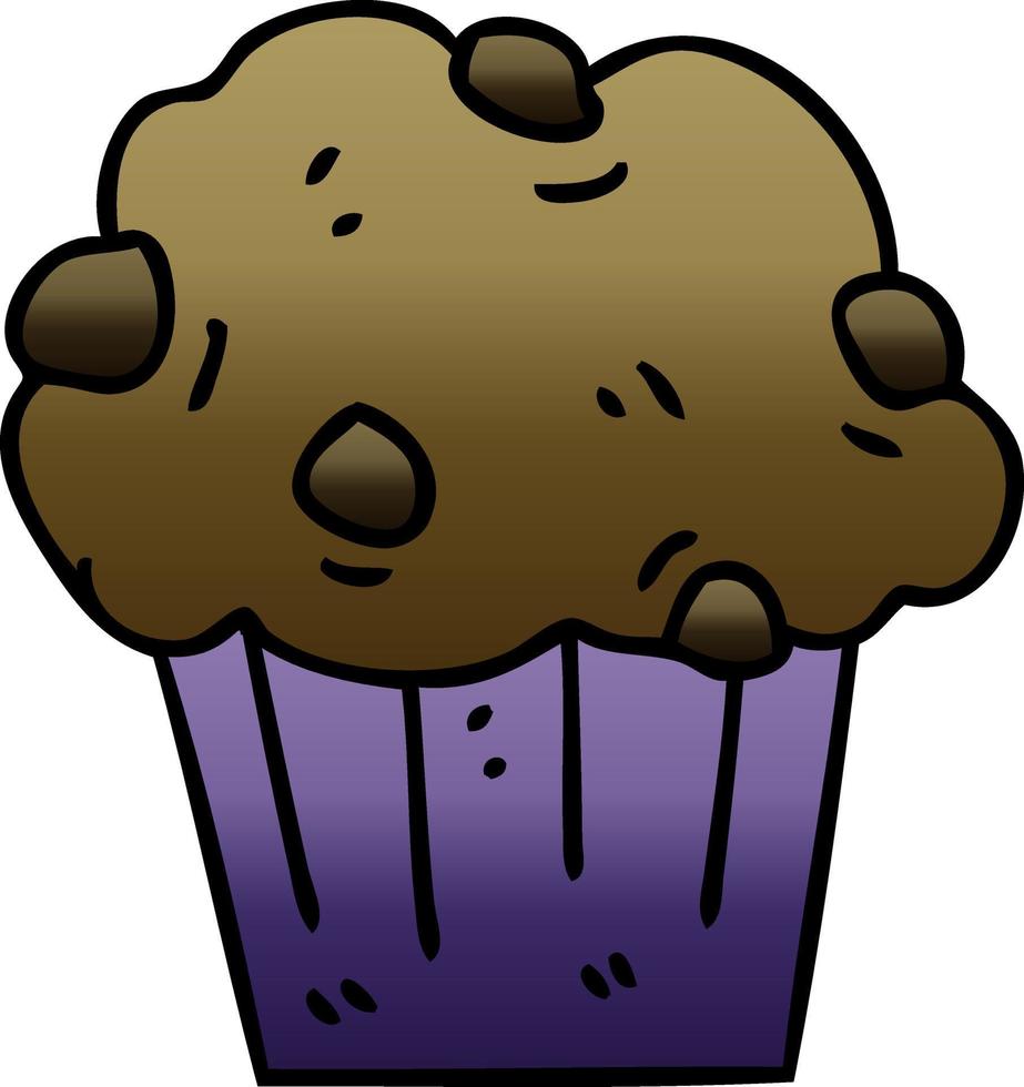 quirky gradient shaded cartoon chocolate muffin cake vector