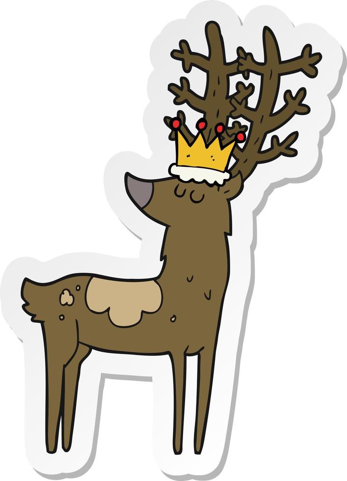 sticker of a cartoon stag king vector
