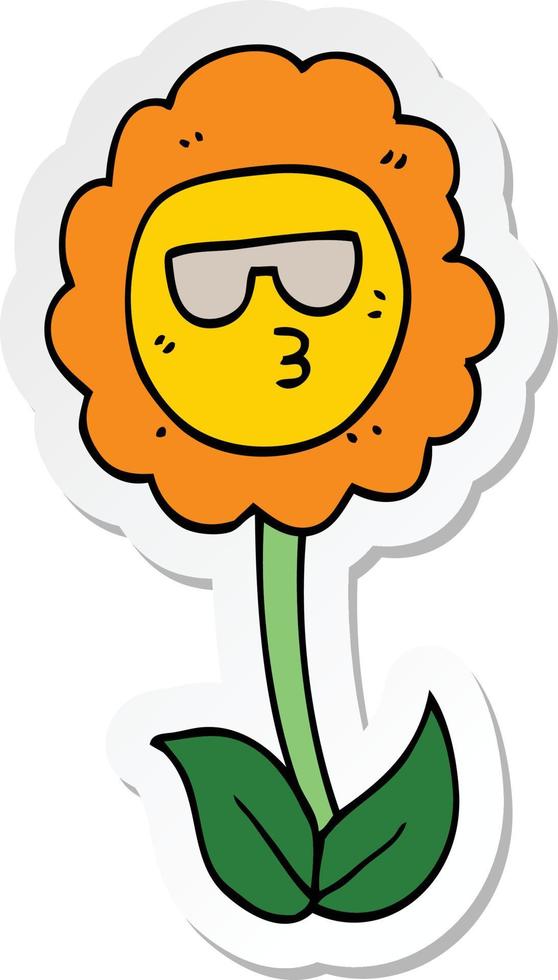 sticker of a cartoon flower vector