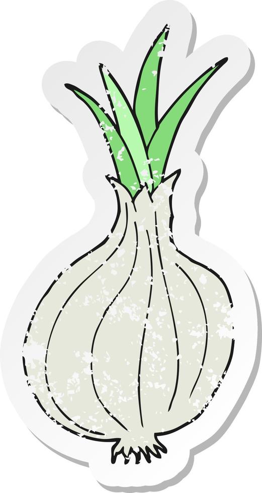 retro distressed sticker of a cartoon onion vector