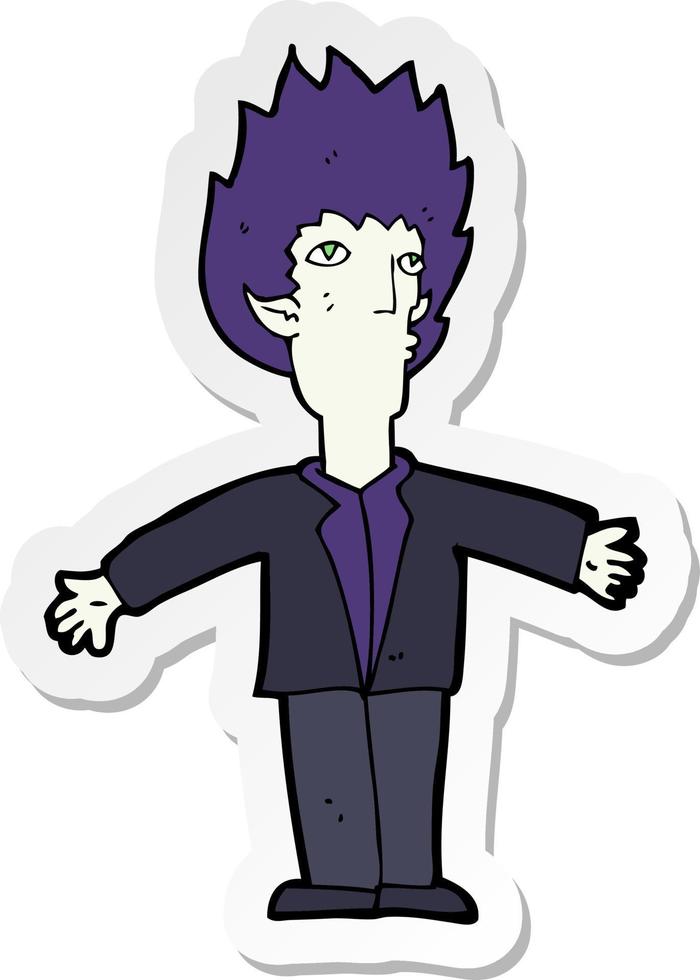 sticker of a cartoon vampire vector