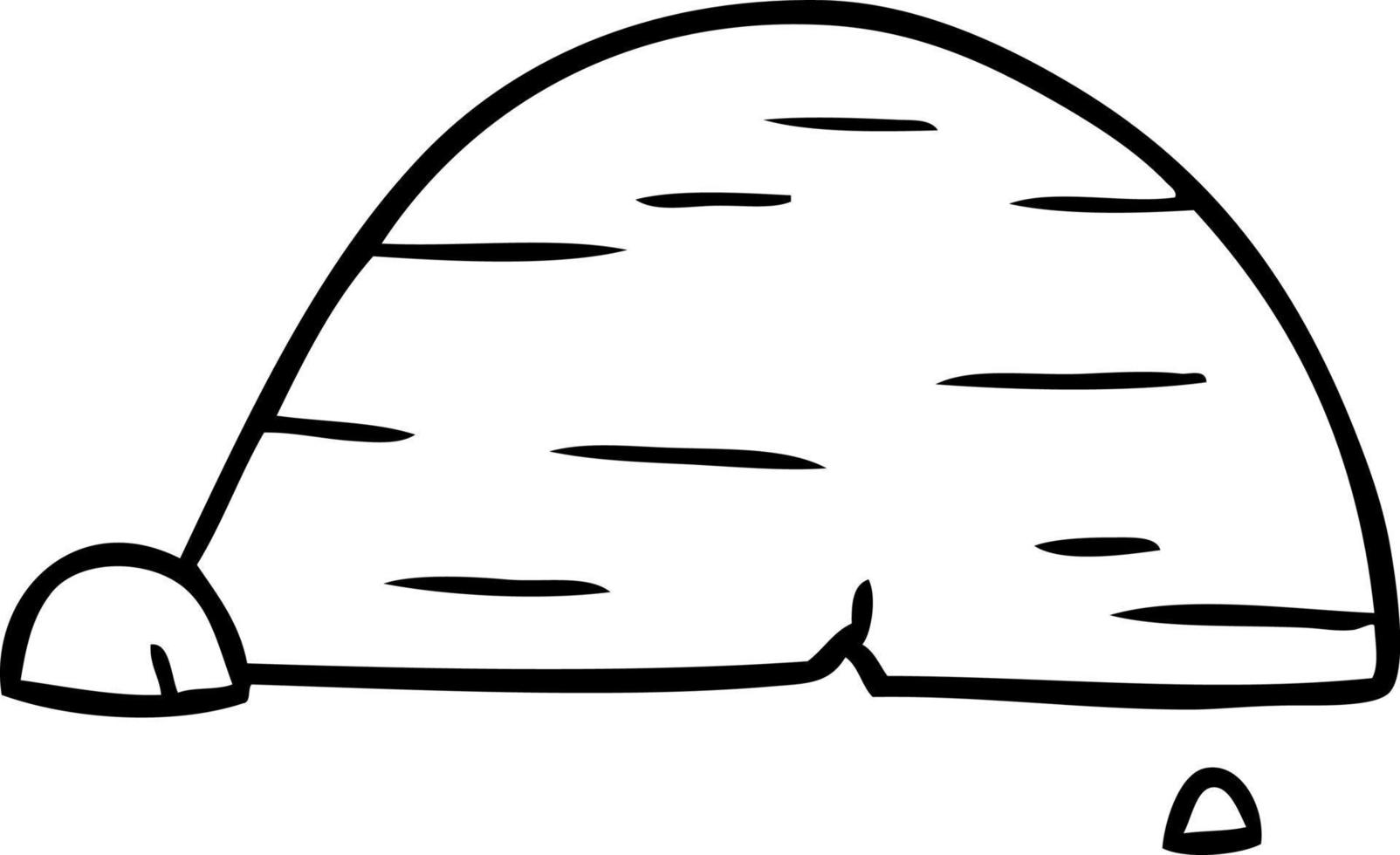 line drawing doodle of grey stone boulder vector
