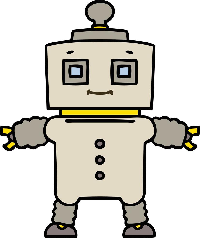 quirky hand drawn cartoon robot vector