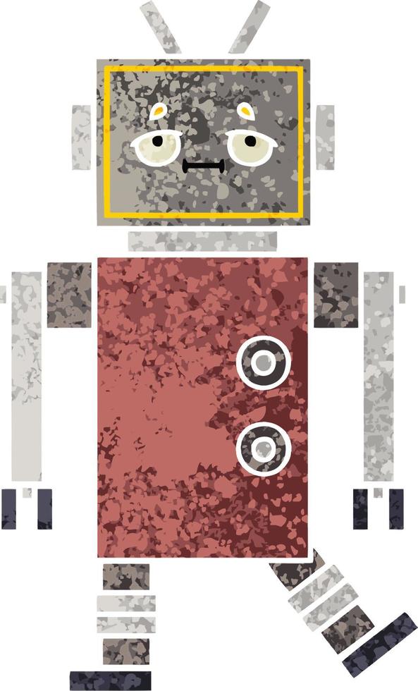 retro illustration style cartoon robot vector