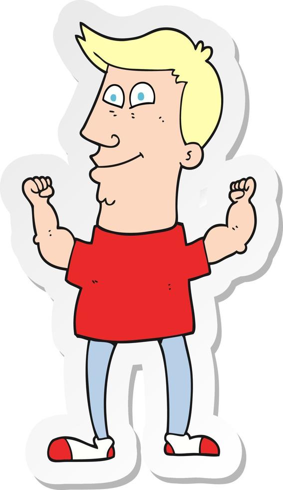 sticker of a cartoon celebrating man vector