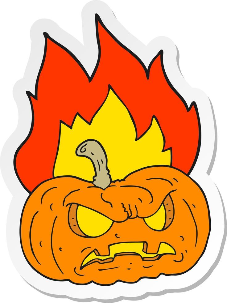 sticker of a cartoon halloween pumpkin vector