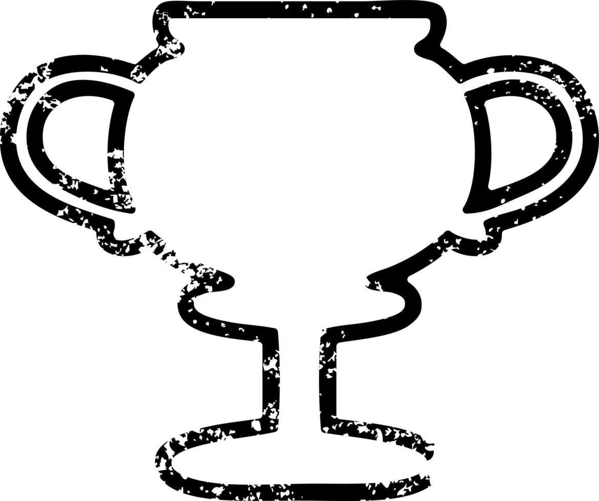 trophy cup distressed icon vector