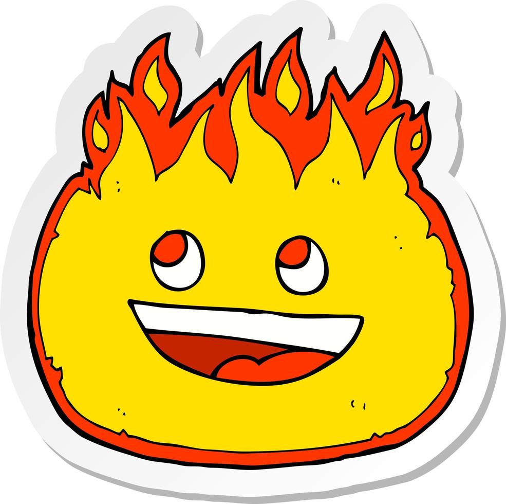sticker of a cartoon happy fire vector
